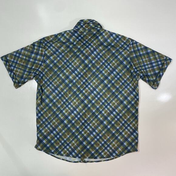 BC Ethic Men’s Lounge Club Shirt Lg Textured Shine Casual Windowpane Button - Picture 7 of 7